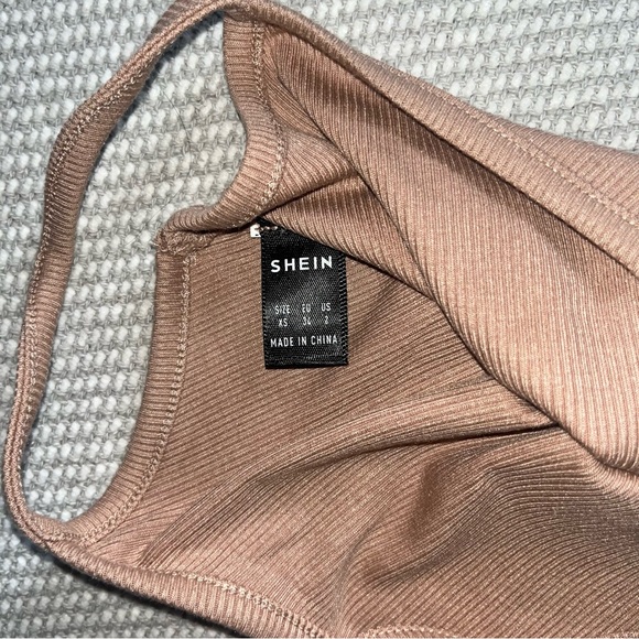 Shein Ribbed Tan Tennis Racket Graphic Tank Top Bralette Sz Xs - Picture 4 of 4